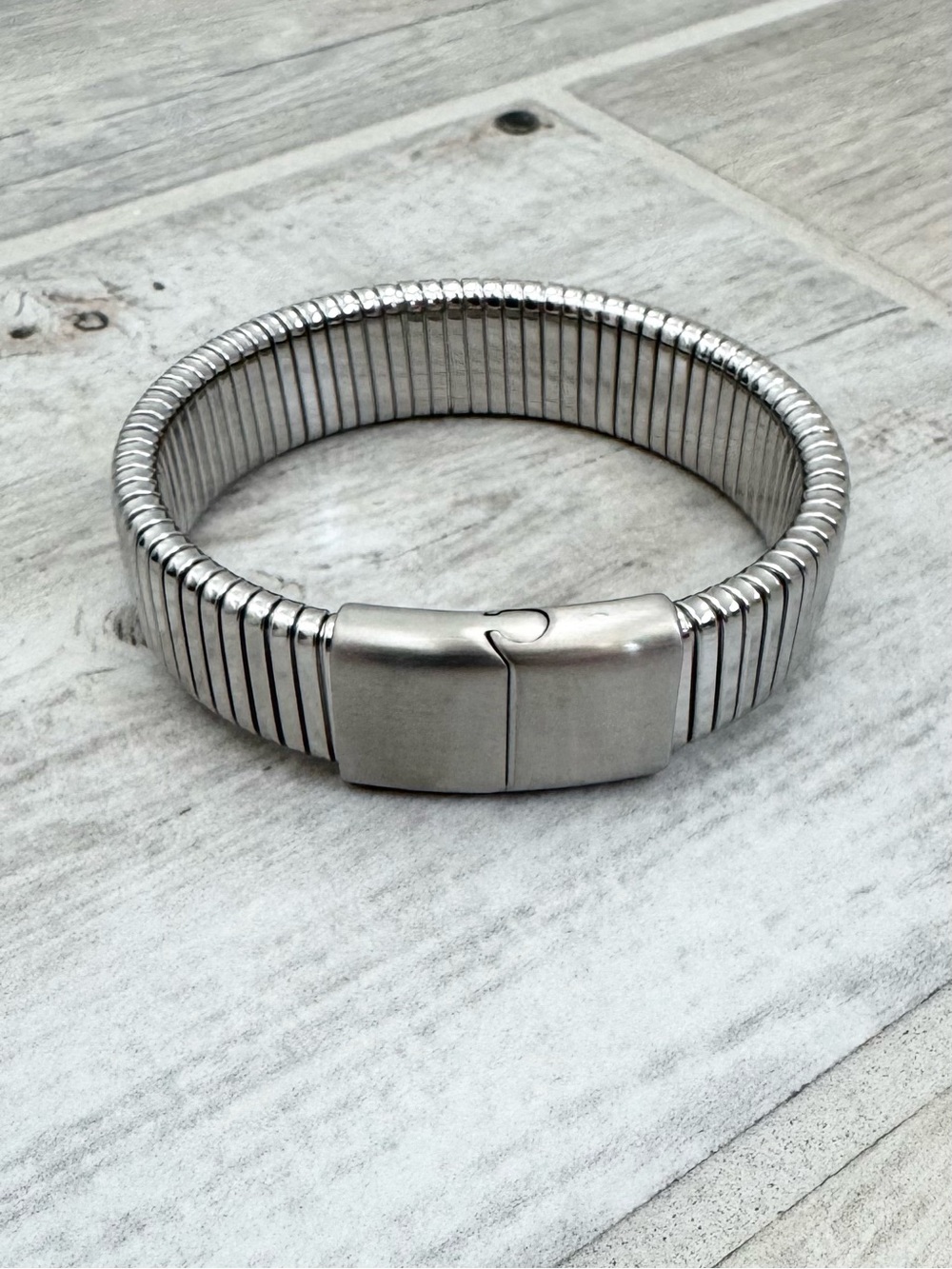 Silver Chunky Stretch Cobra Chain Bangle Bracelet